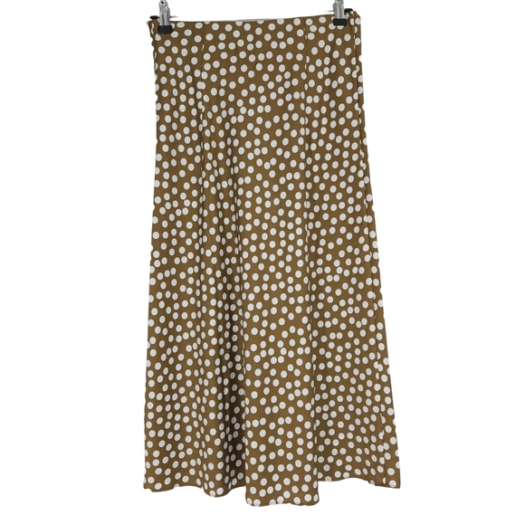 J.CREW A Line Midi Skirt Brown Polka Dot Pull On Stretch Waist XS - Picture 2 of 4